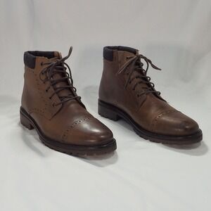 Mark Nason Brogue Boots Mens 10 Brown Leather Derby Cap Toe Lug Sole Comfort